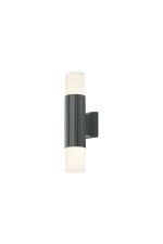 Gullo Ribbed Line Wall Lamp With Horizontal Line Acrylic Shade, 2 x GU10, IP54, Grey/Clear/Frosted, 2yrs Warranty