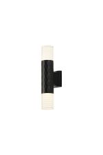 Gullo Diamond Pattern Wall Lamp With Horizontal Line Acrylic Shade, 2 x GU10, IP54, Black/Clear/Frosted, 2yrs Warranty