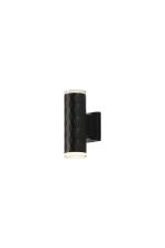 Gullo Diamond Pattern Wall Lamp With Shallow Acrylic Shade, 2 x GU10, IP54, Black/Clear/Frosted, 2yrs Warranty