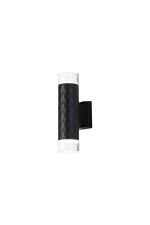 Gullo Diamond Pattern Wall Lamp With Short Diagonal Pattern Acrylic Shade, 2 x GU10, IP54, Black/Clear/Frosted, 2yrs Warranty