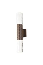 Gullo Diamond Pattern Wall Lamp With Tall Diagonal Pattern Acrylic Shade, 2 x GU10, IP54, Dark Brown/Clear/Frosted, 2yrs Warranty