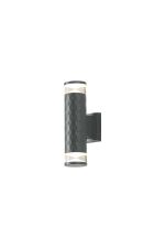 Gullo Diamond Pattern Wall Lamp With X Pattern Acrylic Shade, 2 x GU10, IP54, Grey/Clear/Frosted, 2yrs Warranty