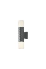 Gullo Diamond Pattern Wall Lamp With Horizontal Line Acrylic Shade, 2 x GU10, IP54, Grey/Clear/Frosted, 2yrs Warranty