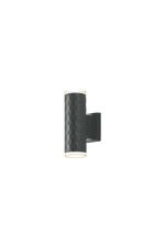 Gullo Diamond Pattern Wall Lamp With Shallow Acrylic Shade, 2 x GU10, IP54, Grey/Clear/Frosted, 2yrs Warranty