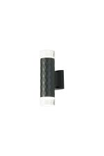 Gullo Diamond Pattern Wall Lamp With Short Diagonal Pattern Acrylic Shade, 2 x GU10, IP54, Grey/Clear/Frosted, 2yrs Warranty