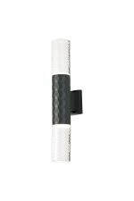 Gullo Diamond Pattern Wall Lamp With Tall Diagonal Pattern Acrylic Shade, 2 x GU10, IP54, Grey/Clear/Frosted, 2yrs Warranty