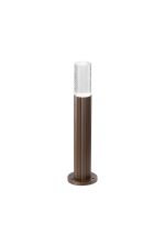 Gullo Ribbed Line 35cm Post Lamp With Tall Diagonal Pattern Acrylic Shade, 1 x GU10, IP54, Dark Brown/Clear/Frosted, 2yrs Warranty