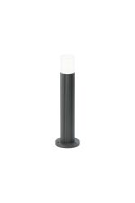 Gullo Ribbed Line 35cm Post Lamp With Horizontal Line Acrylic Shade, 1 x GU10, IP54, Grey/Clear/Frosted, 2yrs Warranty