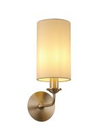 Banyan 1 Light Switched Wall Lamp, E14 Satin Nickel With 12cm Faux Silk Shade, Ivory Pearl/White Laminate
