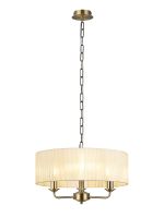 Banyan 3 Light Multi Arm Pendant With 45cm x 15cm Organza Shade Antique Brass/Cream