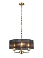 Banyan 3 Light Multi Arm Pendant With 45cm x 15cm Organza Shade Antique Brass/Black