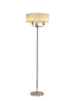 Banyan 3 Light Switched Floor Lamp With 45cm x 15cm Cream Organza Shade Polished Nickel/Cream
