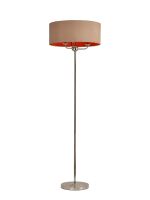 Banyan 3 Light Switched Floor Lamp With 50cm x 20cm Dual Faux Silk Shade, Antique Gold/Ruby Polished Nickel/Antique Gold