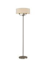 Banyan 3 Light Switched Floor Lamp With 45cm x 15cm Faux Silk Shade, Ivory Pearl/Satin Nickel