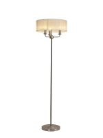 Banyan 3 Light Switched Floor Lamp With 45cm x 15cm Cream Organza Shade Satin Nickel/Cream