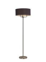 Banyan 3 Light Switched Floor Lamp With 50cm x 20cm Faux Silk Shade, Black/White Laminate Satin Nickel