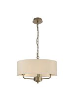 Banyan 3 Light Multi Arm Pendant With 45cm x 15cm Dual Faux Silk Fabric Shade Champagne Gold/Nude Beige