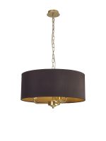 Banyan 3 Light Multi Arm Pendant With 50cm x 20cm Dual Faux Silk Fabric Shade Champagne Gold/Midnight Black