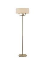 Banyan 3 Light Switched Floor Lamp With 45cm x 15cm Dual Faux Silk Fabric Shade Champagne Gold/Nude Beige