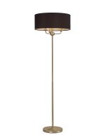 Banyan 3 Light Switched Floor Lamp With 50cm x 20cm Faux Silk Fabric Shade Champagne Gold/Black