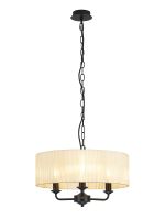 Banyan 3 Light Multi Arm Pendant With 45cm x 15cm Organza Shade Matt Black/Cream