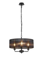 Banyan 3 Light Multi Arm Pendant With 45cm x 15cm Organza Shade Matt Black/Black