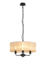 Banyan 3 Light Multi Arm Pendant With 45cm x 15cm Organza Shade Matt Black/Soft Bronze