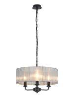 Banyan 3 Light Multi Arm Pendant With 45cm x 15cm Organza Shade Matt Black/Grey