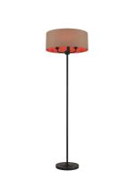 Banyan 3 Light Switched Floor Lamp With 50cm x 20cm Dual Faux Silk Fabric Shade Matt Black/Antique Gold