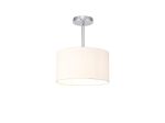 Baymont Polished Chrome 1 Light E27 Semi Flush With 30cm x 17cm Dual Faux Silk Shade, Nude Beige/Moonlight