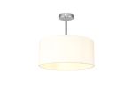 Baymont Polished Chrome 1 Light E27 Semi Flush With 40cm x 18cm Faux Silk Shade, Ivory Pearl/White Laminate