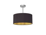 Baymont Polished Chrome 1 Light E27 Semi Flush With 40cm x 18cm Dual Faux Silk Shade, Midnight Black/Green Olive