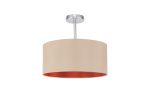 Baymont Polished Chrome 1 Light E27 Semi Flush With 40cm x 18cm Dual Faux Silk Shade, Antique Gold/Ruby