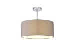 Baymont Polished Chrome 1 Light E27 Semi Flush With 40cm x 18cm Faux Silk Shade, Grey/White Laminate
