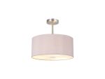 Baymont Polished Chrome 1 Light E27 Semi Flush With 40cm x 18cm Dual Faux Silk Shade, Taupe/Halo Gold With Frosted/PC Acrylic Diffuser