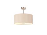 Baymont Polished Chrome 1 Light E27 Semi Flush With 40cm x 18cm Dual Faux Silk Shade, Antique Gold/Ruby With Frosted/PC Acrylic Diffuser
