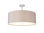 Baymont Polished Chrome 1 Light E27 Semi Flush With 60cm x 22cm Faux Silk Shade, Grey/White Laminate With Frosted/PC Acrylic Diffuser