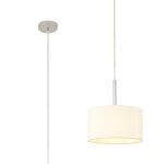 Baymont Polished Chrome 1 Light E27 Universal Single Pendant With 30cm x 17cm Faux Silk Shade, Ivory Pearl/White Laminate