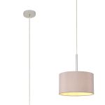Baymont Polished Chrome 1 Light E27 Universal Single Pendant With 30cm x 17cm Dual Faux Silk Shade, Taupe/Halo Gold