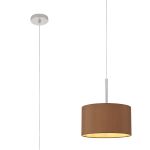 Baymont Polished Chrome 1 Light E27 Universal Single Pendant With 30cm x 17cm Dual Faux Silk Shade, Raw Cocoa/Grecian Bronze