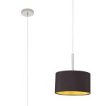 Baymont Polished Chrome 1 Light E27 Universal Single Pendant With 30cm x 17cm Dual Faux Silk Shade, Midnight Black/Green Olive