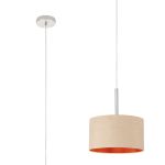 Baymont Polished Chrome 1 Light E27 Universal Single Pendant With 30cm x 17cm Dual Faux Silk Shade, Antique Gold/Ruby