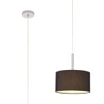 Baymont Polished Chrome 1 Light E27 Universal Single Pendant With 30cm x 17cm Faux Silk Shade, Black/White Laminate