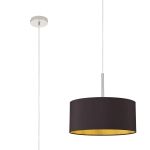 Baymont Polished Chrome 1 Light E27 Universal Single Pendant With 40cm x 18cm Dual Faux Silk Shade, Midnight Black/Green Olive