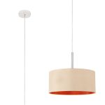 Baymont Polished Chrome 1 Light E27 Universal Single Pendant With 40cm x 18cm Dual Faux Silk Shade, Antique Gold/Ruby