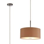 Baymont Polished Chrome 1 Light E27 Single Pendant With 40cm x 18cm Dual Faux Silk Shade, Antique Gold/Ruby With Frosted/PC Acrylic Diffuser