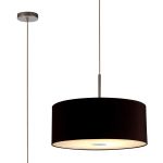 Baymont Polished Chrome 1 Light E27 Single Pendant With 50cm x 20cm Dual Faux Silk Shade, Black/Green Olive With Frosted/PC Acrylic Diffuser