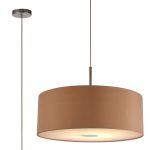 Baymont Polished Chrome 1 Light E27 Single Pendant With 60cm x 22cm Dual Faux Silk Shade, Antique Gold/Ruby With Frosted/PC Acrylic Diffuser