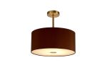 Baymont Antique Brass 1 Light E27 Semi Flush With 40cm x 18cm Dual Faux Silk Shade, Raw Cocoa/Grecian Bronze With Frosted/AB Acrylic Diffuser