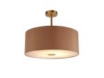 Baymont Antique Brass 1 Light E27 Semi Flush With 50cm x 20cm Dual Faux Silk Shade, Antique Gold/Ruby With Frosted/AB Acrylic Diffuser